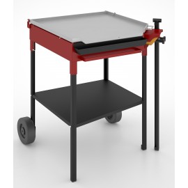 Plancha de gas 60 x 60 cm en acero al carbono, mueble con ruedas