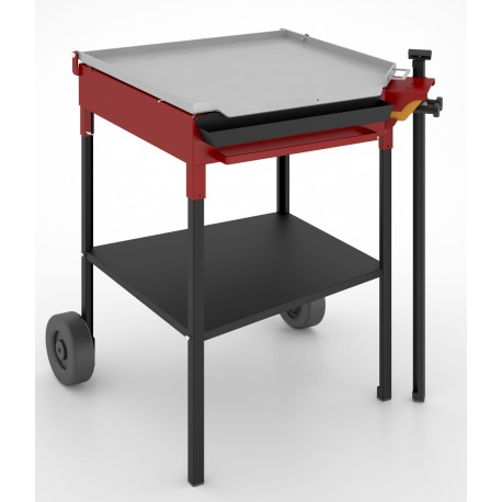 Plancha de gas 60 x 60 cm en acero al carbono, mueble con ruedas