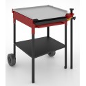 Plancha de gas 60 x 60 cm en acero al carbono, mueble con ruedas