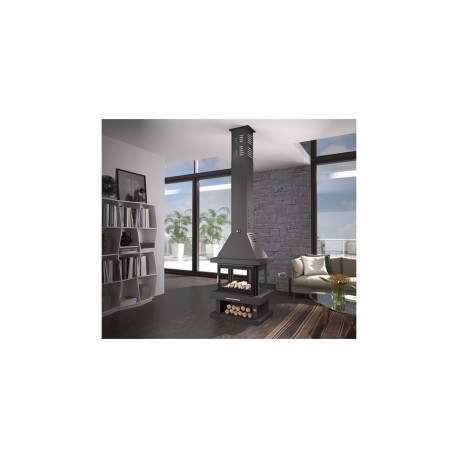 Chimenea de leña central a 4 caras -1 puerta, FM C-104
