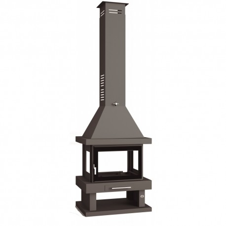 Chimenea de leña central a 4 caras -1 puerta, FM C-104