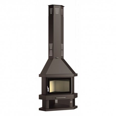 Chimenea de leña de rincón doble combustión FM C-100-R