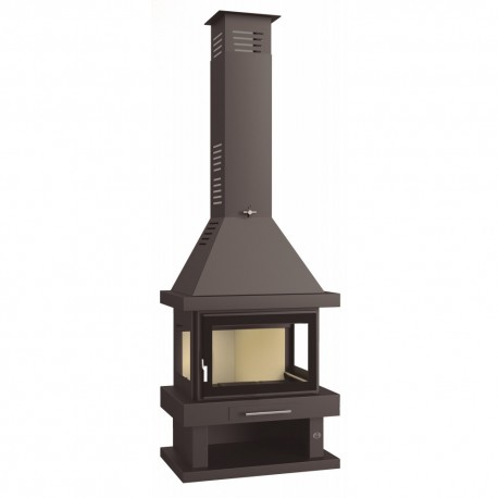 Chimenea de leña frontal 3 caras doble combustión FM C-203