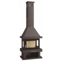 Chimenea de leña frontal 3 caras doble combustión FM C-203