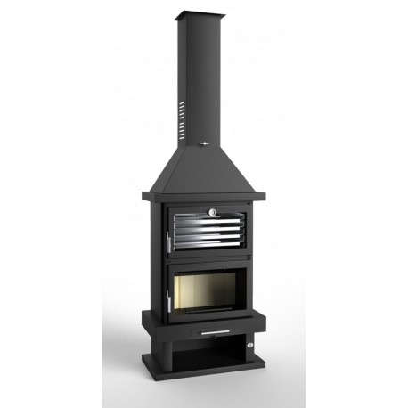 Chimenea de leña frontal con horno doble combustión FM C-200-H