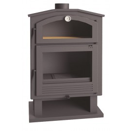 Estufa de leña de básica frontal con horno 9,5 kW CH-4 FM, disponible a partir de Enero 2022.