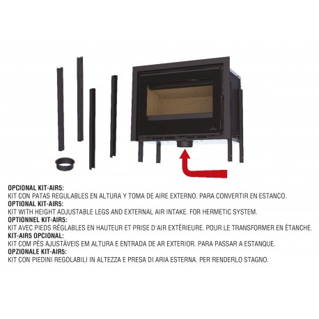 Insertable de leña con turbina y cristal Visión BRONPI CAIRO 70