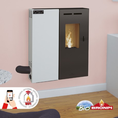 Estufa de pelletsS 7 kw extraplana y medidas reducidas BRONPI MINERVA SLIM