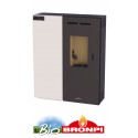 Estufa de pelletsS 7 kw extraplana y medidas reducidas BRONPI MINERVA SLIM color marfil