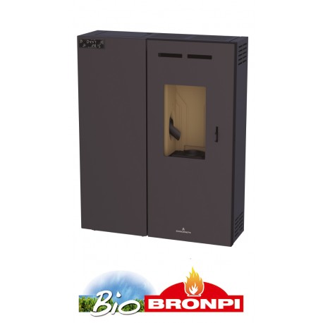Estufa de pelletsS 7 kw extraplana y medidas reducidas BRONPI MINERVA SLIM color negro