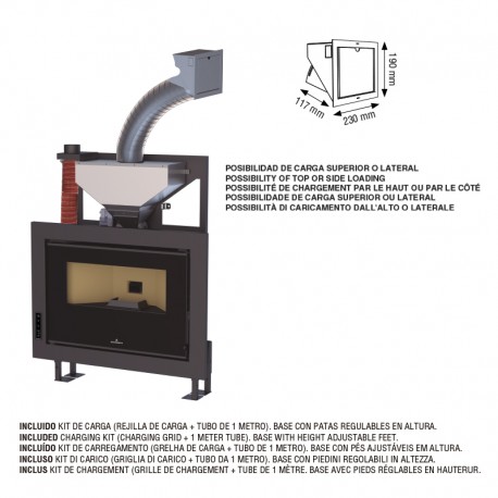 Insertable de pellets de 10 kw extraplano con carga superior BRONPI BRUNO SLIM