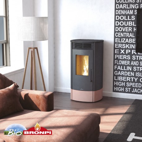Estufa de pellets 9 kw color negro con WIFI incluido de serie BRONPI TREBOL color nude