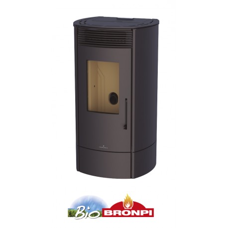 Estufa de pellets 9 kw color negro con WIFI incluido de serie BRONPI TREBOL color negro