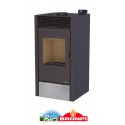 Estufa mixta leña/pellets 11 kw BRONPI HYBRID con piedra color gris