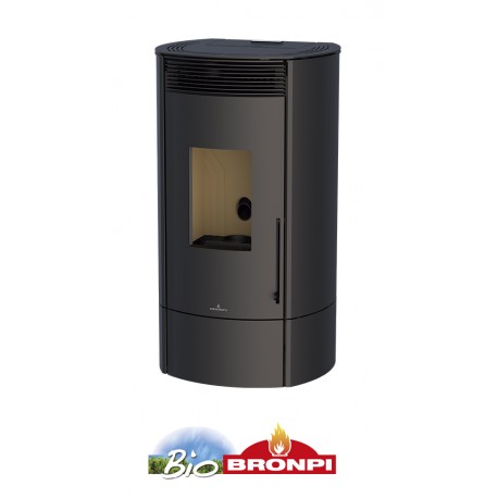 Estufa de pellets 11 kw color negro con wifi incluido de serie BRONPI MILA color negro