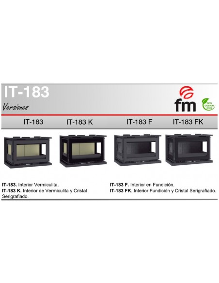 Insertable de leña 3 caras con turbina FM IT-183
