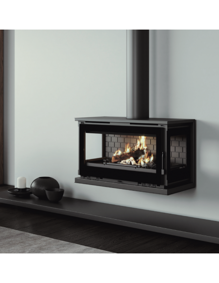 Estufa de leña para colgar 3 cristales con 2 ventiladores FM M-103 FK
