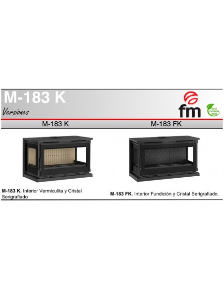Estufa de leña para colgar 3 cristales con 2 ventiladores FM M-183 K