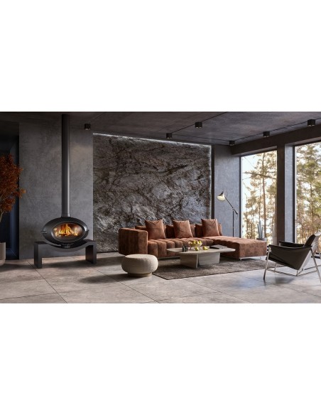 Estufa de leña de hierro fundido conectable INVICTA BRIO SOBRE BANCO P648124