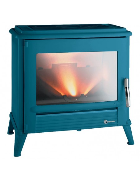 Estufa de leña de hierro INVICTA MODENA ESMALTADA AZUL