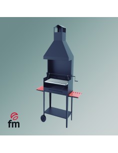 Barbacoa de carbón y leña FM, mueble con ruedas y...