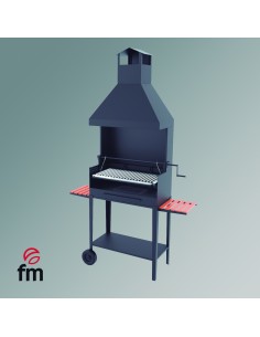 Barbacoa de carbón y leña FM, mueble con ruedas y elevador, BVE-84