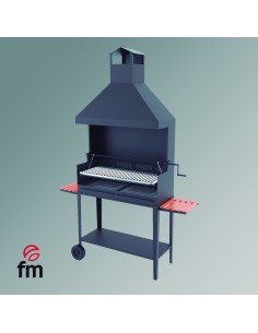 Barbacoa de carbón y leña FM, mueble con ruedas y elevador, BVE-104