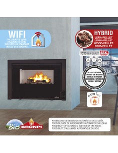 Insertable híbrido de leña y pellet Bronpi INSERT HYBRID Firetek