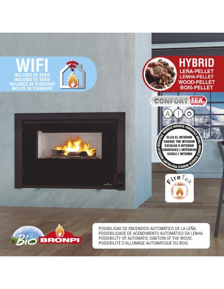 Insertable híbrido de leña y pellet Bronpi INSERT HYBRID Firetek
