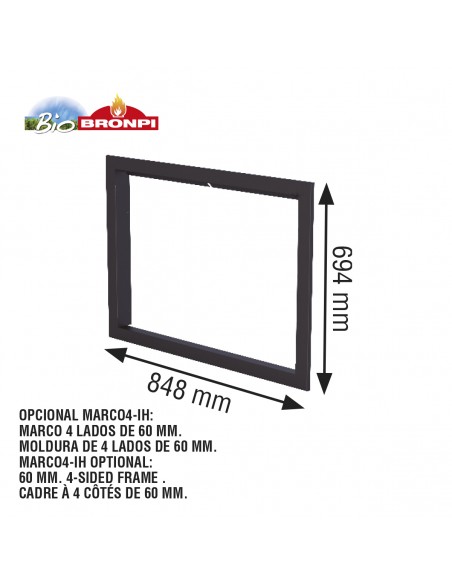 Insertable híbrido de leña y pellet Bronpi INSERT HYBRID