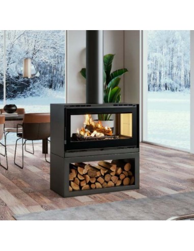 Doppelseitiger Holzofen mit 2 Turbinen und...