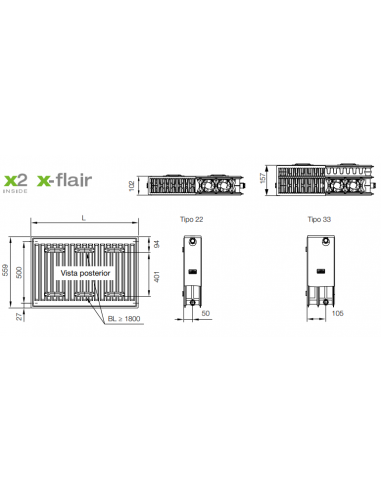 Radiador de baja temperatura TECNA X-FLAIR PLAN-K PK02L TECNA_2