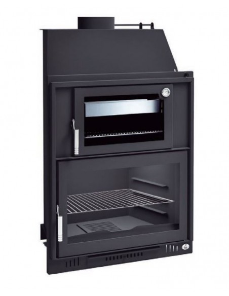 Barbacoa Hogar de leña con horno en acero inoxidable, puerta y bandeja 60cms  FM BH-180 HP