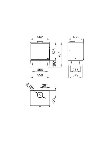 Estufa Bronpi Arus con patas de madera e interior Firetek_3