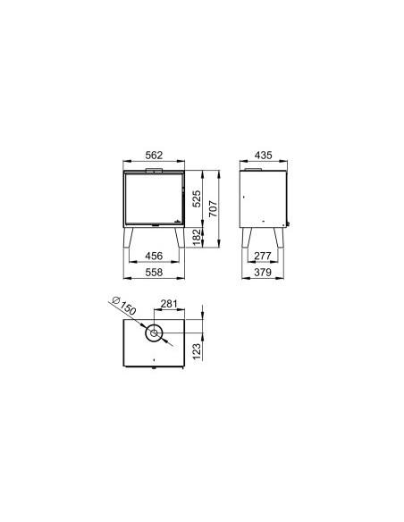 Estufa Bronpi Arus con patas de madera e interior Firetek_3