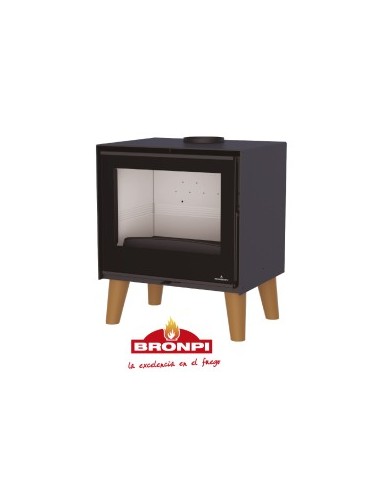 Estufa Bronpi Arus con patas de madera e interior Firetek_2