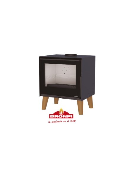 Estufa Bronpi Arus con patas de madera e interior Firetek_2