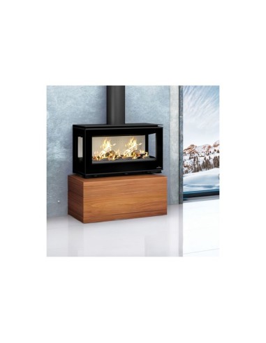 BRONPI CAIRO 110 3C BOX Estufa de leña 3 caras con cristal serigrafiado negro