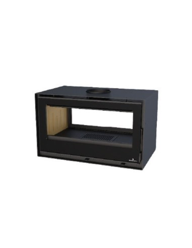 BRONPI CAIRO D90 BOX Estufa de leña dos caras con cristal serigrafiado negro_1