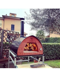 Horno de leña PIZZONE 70x90 con ladrillos refractarios y termómetro frontal