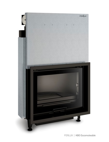 FERLUX HOGAR K-80 GUILLOTINA termochimenea insertable de leña con puerta escamoteable